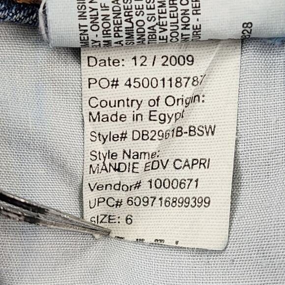 Bandolino Blu Jeans Womens 6 Blue Madie Mid Rise Crop Capri Cuffed Hem Stretch - Picture 10 of 15